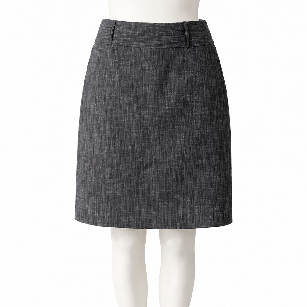 Larry Levine Stretch Grey Pencil Skirt Size 8 | Button Front | Workwear